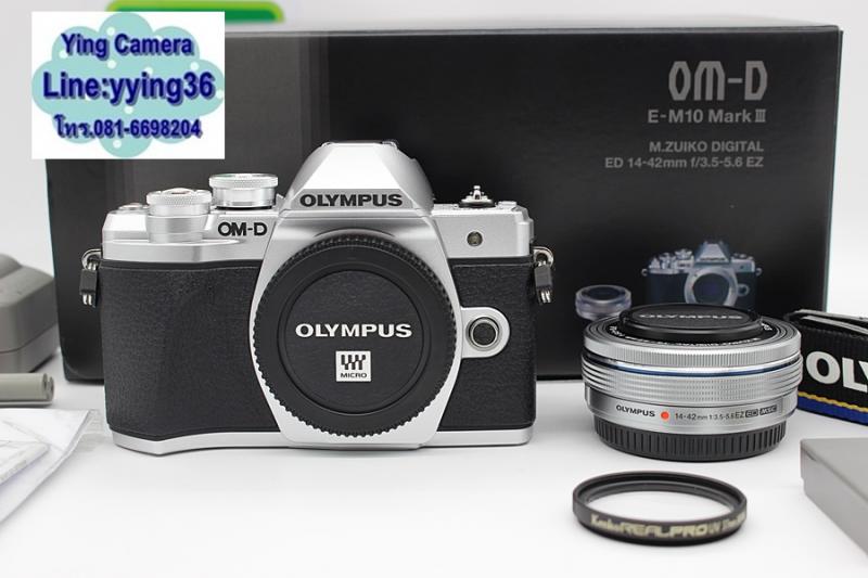 ขาย Olympus OM-D E-M10 III + 14-42mm(สีเงิน) สภาพสวยใหม่ ชัตเตอร์ 1,256 รูป มีประกันศูนย์ถึง 21-10-64 อุปกรณ์ครบกล่อง จอติดฟิมล์แล้วใ