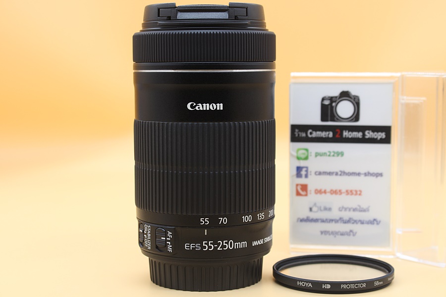 ขาย Lens Canon EF-S 55-250mm IS STM สภาพสวยใหม่ ไร้ฝุ่น ฝ้า รา ตัวหนังสือคมชัดพร้อม Filter  อุปกรณ์และรายละเอียดของสินค้า 1.Lens Canon EF-S 55-250mm IS STM