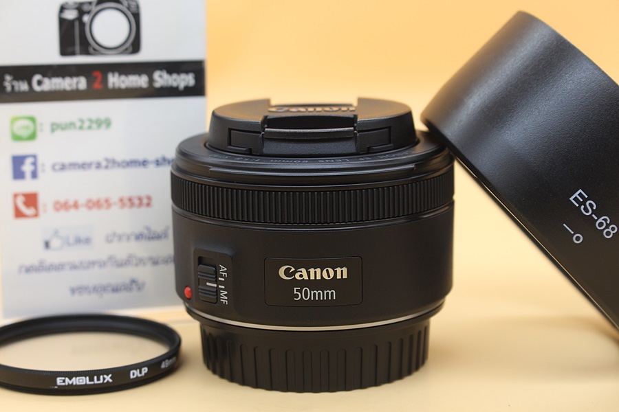 ขาย lens Canon EF 50mm f1.8 STM อดีตศูนย์ สภาพสวย ไร้ฝ้า รา พร้อมHood และ Filter  อุปกรณ์และรายละเอียดของสินค้า 1.lens Canon EF 50mm f1.8 STM 2.Hood 3.Filt