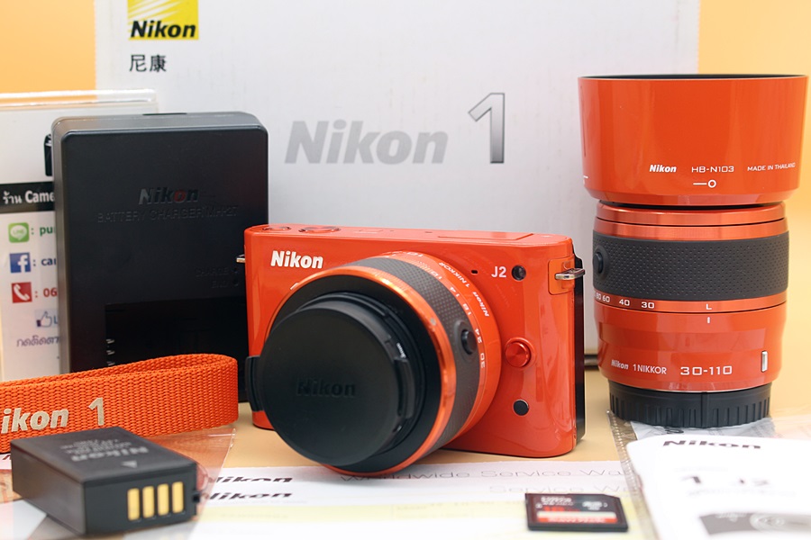 ขาย Nikon1 J2 พร้อมเลนส์2ตัว 10-30mm + 30-110mm อดีตศูนย์ สภาพสวย ใช้งานได้ปกติ เมนูไทย อุปกรณ์ครบกล่อง จอติดฟิล์มแล้ว  อุปกรณ์และรายละเอียดของสินค้า 1.Bod