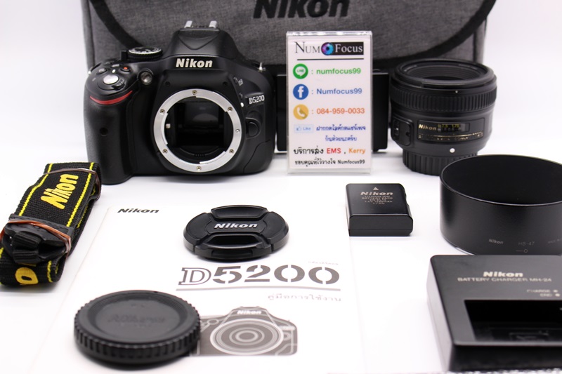 Nikon D5200 เลนส์Fix AF-S 50mm f1.8g สภาพสวย อดีตประกันศูนย์ เมนูภาษาไทย อุปกรณ์พร้อมกระเป๋า