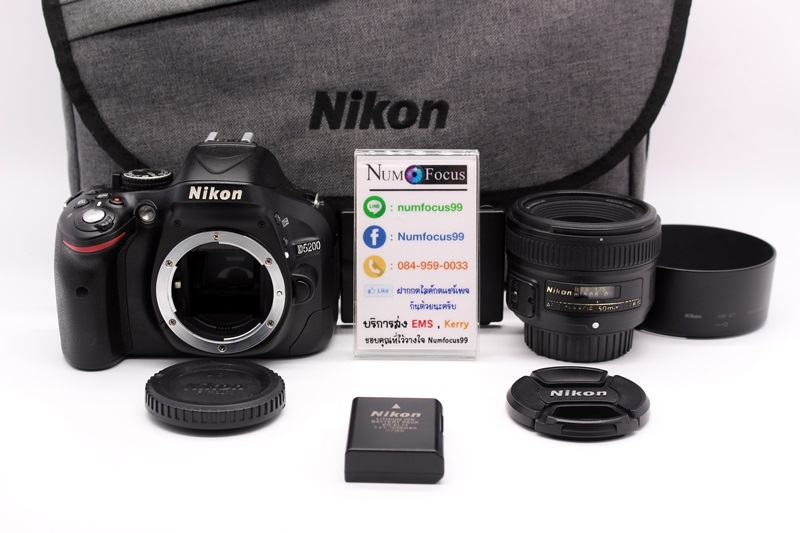 Nikon D5200 เลนส์ฟิก AF-S 50mm f1.8g สภาพสวย อดีตประกันศูนย์ เมนูภาษาไทย อุปกรณ์พร้อมกระเป๋า