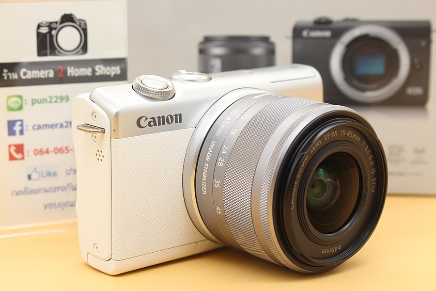 ขาย Canon EOS M200 + lens 15-45mm (สีขาว) สภาพสวยใหม่ เมนูไทย อดีตร้าน อุปกรณ์ครบกล่อง  อุปกรณ์และรายละเอียดของสินค้า 1.Body Canon EOS M200 สีขาว 2.lens EF