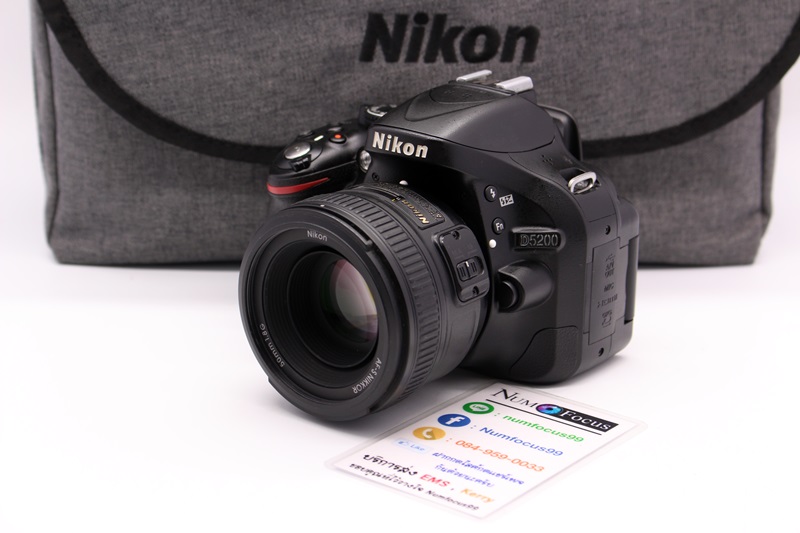 Nikon D5200 เลนส์ AF-S 50mm f1.8g ประกันหมดแล้ว เมนูภาษาไทย ใช้งานได้ปกติ อุปกรณ์พร้อมกระเป๋า