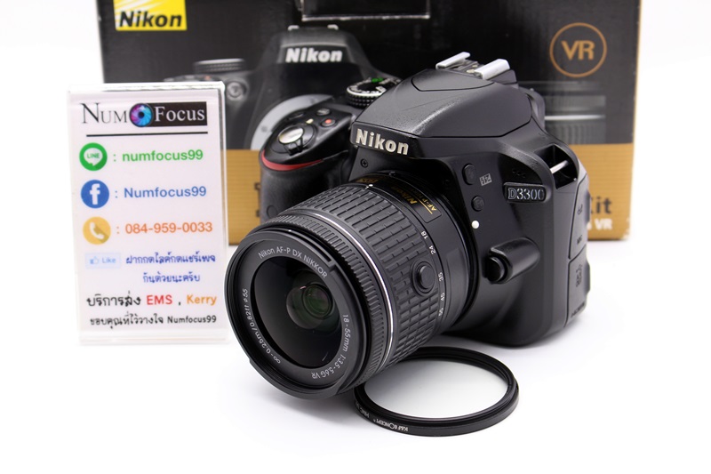 NIKON D3300+เลนส์ AF-P 18-55mm VR สภาพสวย เมนูภาษาไทย ใช้งานได้ปกติ อดีตประกันศูนย์ อุปกรณ์พร้อมกล่อง