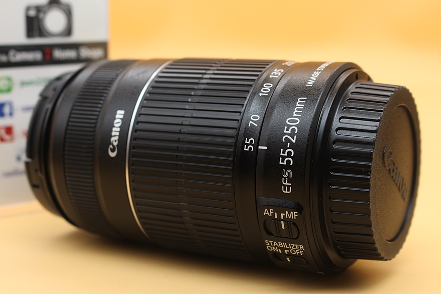 ขาย Lens Canon EF-S 55-250mm IS สภาพสวย ไร้ฝุ่น ฝ้า รา ตัวหนังสือคมชัด  อุปกรณ์และรายละเอียดของสินค้า 1.Lens Canon EF-S 55-250mm IS  2.ฝาปิดเลนส์ หน้า-หลัง