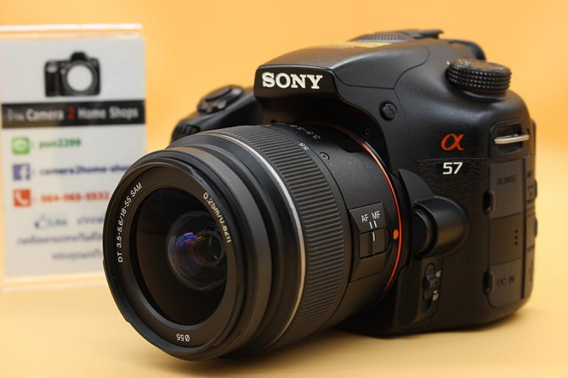 ขาย Sony A57 + Lens 18-55mm สภาพพร้อมใช้งาน ทำงานครบทุกฟังก์ชั่น จอติดฟิล์มแล้ว จอปรับหมุนได้ เซลฟี่ได้ เมนูไทย อุปกรณ์พร้อมกระเป๋า  อุปกรณ์และรายละเอียดขอ