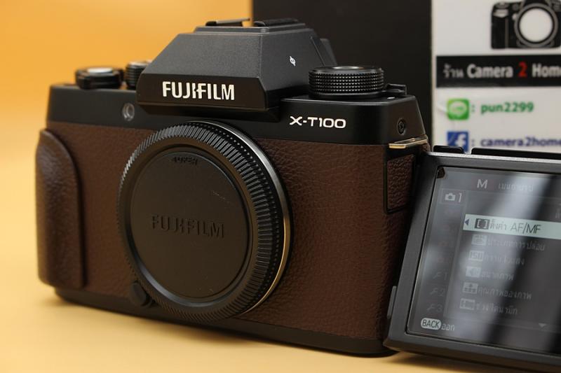 ขาย Body Fujifilm X-T100 (สีน้ำตาล) สภาพสวยใหม่ เครื่องศูนย์ไทย มีประกันเพิ่ม3ปี ถึง 14-01-65 เมนูไทย จอปรับเซลฟี่ได้ จอติดฟิล์มแล้ว อุปกรณ์ครบกล่อง  อุปกร