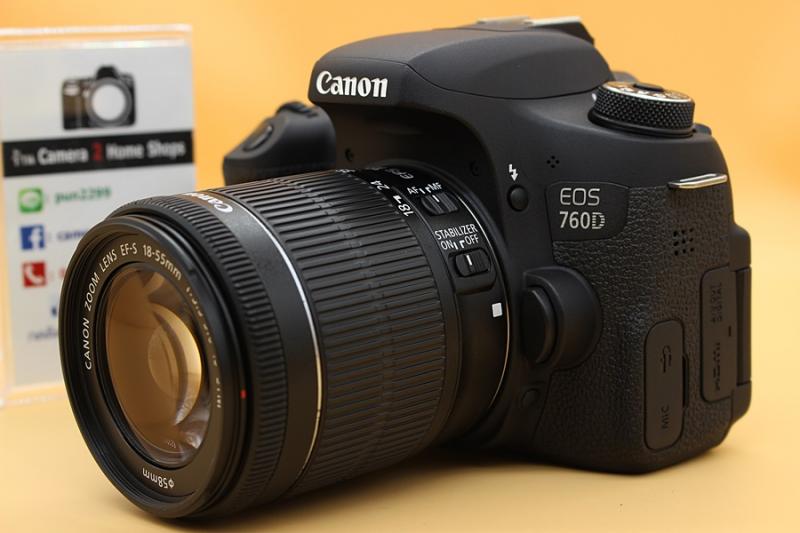 ขาย  Canon EOS 760D + Lens 18-55mm IS STM สภาพสวยใหม่ อดีตประกันร้าน ชัตเตอร์ 4,XXXรูป เมนูไทย จอทัชสกรีน มีWiFiในตัว จอติดฟิล์มแล้ว อุปกรณ์พร้อมกระเป๋า 