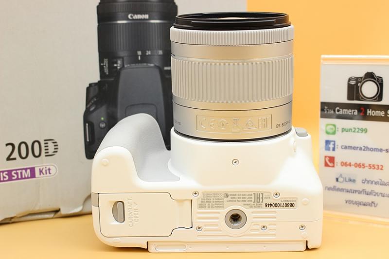 ขาย Canon EOS 200D + Lens 18-55mm IS STM สีขาว สภาพสวยใหม่ อดีตประกันศูนย์ จอปรับหมุนได้ มี WIFIในตัว เมนูไทย อุปกรณ์ครบกล่อง  อุปกรณ์และรายละเอียดของสินค้