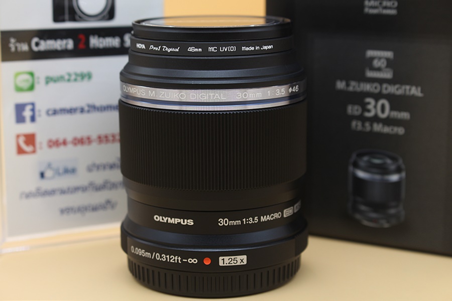 ขาย Lens Olympus M.Zuiko Digital ED 30mm f/3.5 Macro อดีตประกันศูนย์ สภาพสวยใหม่มาก อุปกรณ์ครบกล่องพร้อม Filter  อุปกรณ์และรายละเอียดของสินค้า 1.Lens Olymp