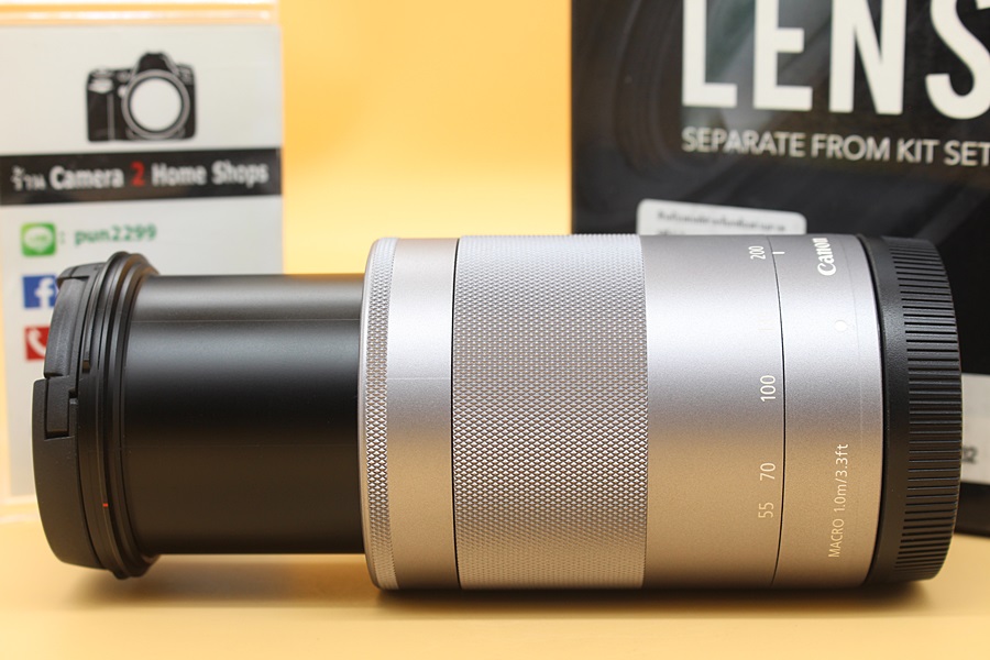 ขาย Lens Canon EF-M 55-200mm f/4.5-6.3 IS STM (สีเงิน) สภาพสวยใหม่มาก ไร้ฝุ่น ฝ้า รา อุปกรณ์พร้อมกล่อง อดีตประกันศูนย์  อุปกรณ์และรายละเอียดของสินค้า 1.Len