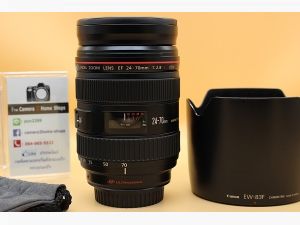 ขาย Lens Canon EF 24-70mm F2.8L USM รหัส(UX) สภาพสวย อดีตประกันร้าน ไร้ฝ้า รา ตัวหนังสือคมชัด พร้อม HOOD   อุปกรณ์และรายละเอียดของสินค้า 1.Lens Canon EF 24